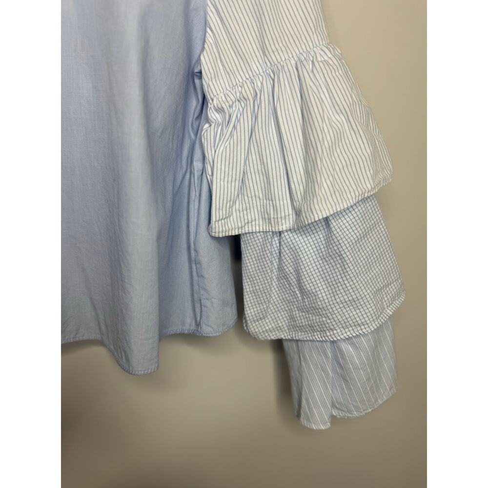 Zara Trafaluc collection blue three layer sleeve top blouse - Picture 7 of 7